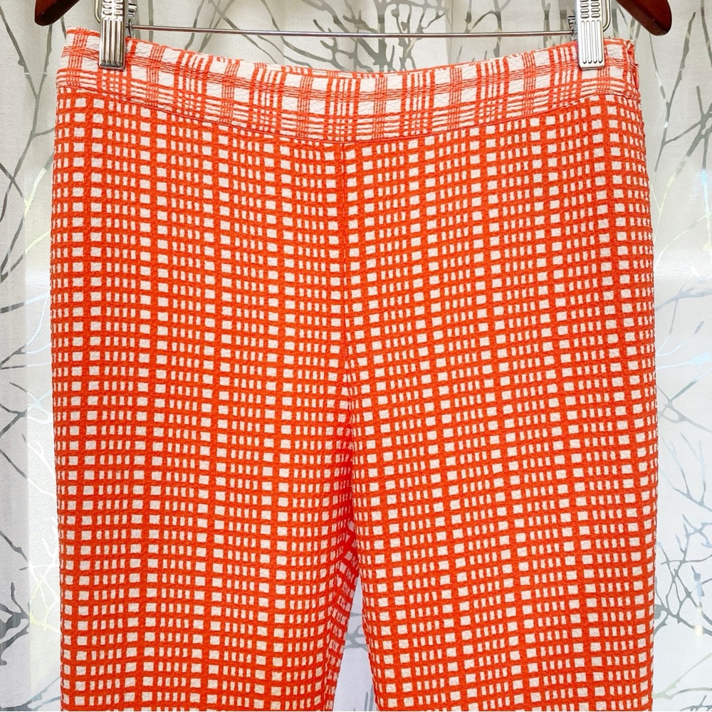STINE GOYA Orange White plaid gingham print high waist flare Pants - Picture 7 of 16